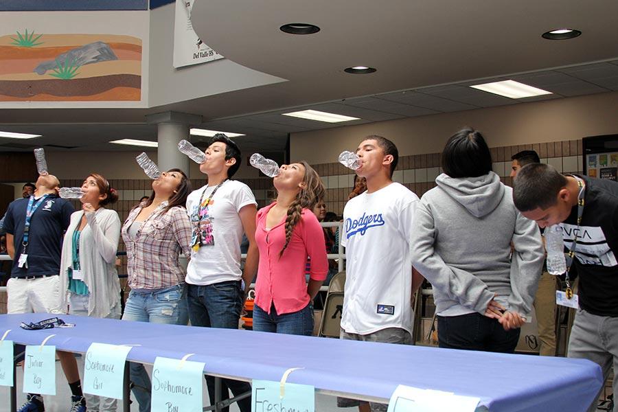 Representatives from each class compete during Homecoming lunch activities.