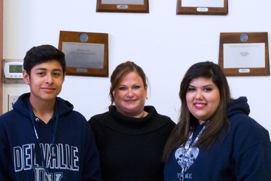 Area choir competition winners Diana Guiterrez and Mario Garcas with Lisa Serna.