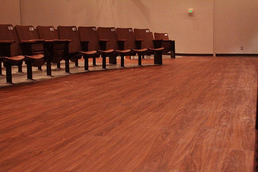 New wooden floor in the theater installed over Thanksgiving break. 