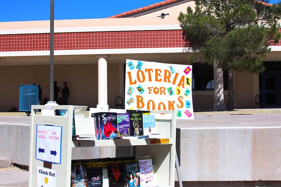 Librarian Elena Ortega hosts Loteria for students in the schools plaza
