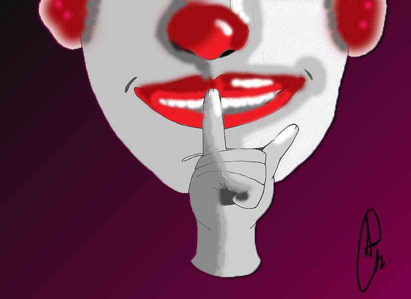 A representation of a scary clown.