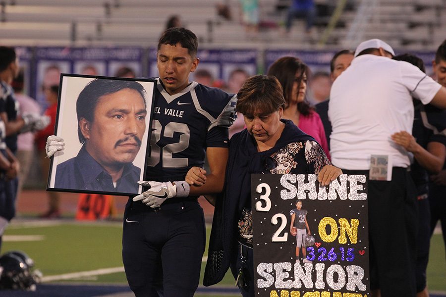 Samuel and his mother on Senior Night, Oct. 21.
