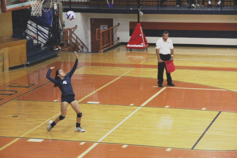 Captain Veronica serves the ball to riverside, The Lady Conquistadores lost the game, 0-3.