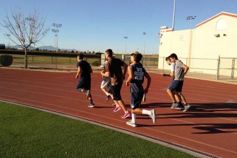 Freshmen track runners at daily practice, Jan. 31. 