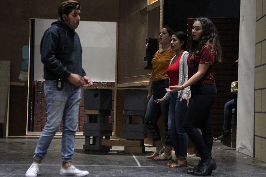 Actors George, Destiny, Valeria, Isabel suring after school rehearsal, Oct. 17. 