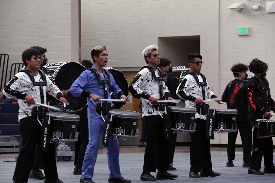 Drumline members Alexis, Aaron, Carlos and Adrian perform their routine at the Sun City Throwdown tournament at Eastwood Middle School, Nov. 11. The team took first place, for the seventh year in a row.