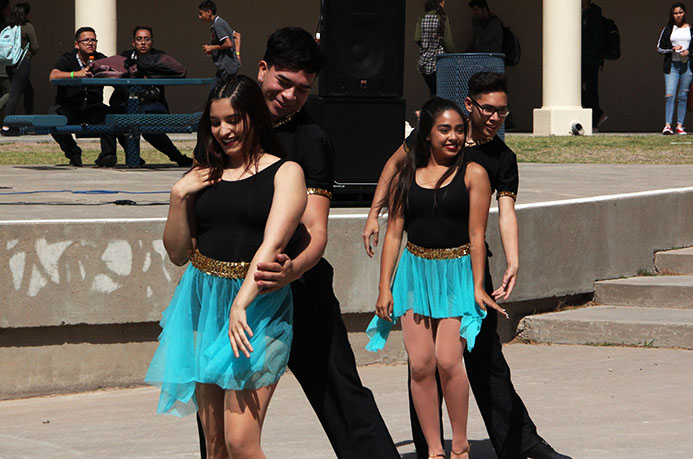 Fuego dance team members Abigail,  Jonathan, Sidney, and Javier perform during Spring Fest.