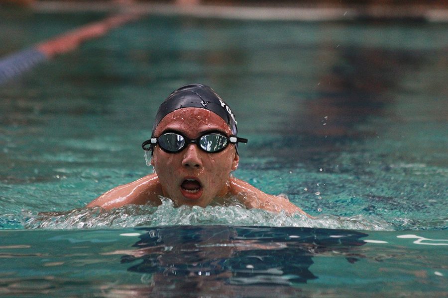 Jorge gasps for air as he competes in the breaststroke.