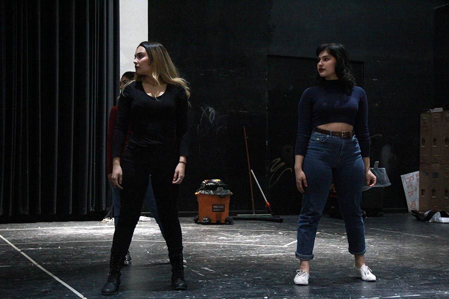 Isabel and Alana rehearse their moves for the play.