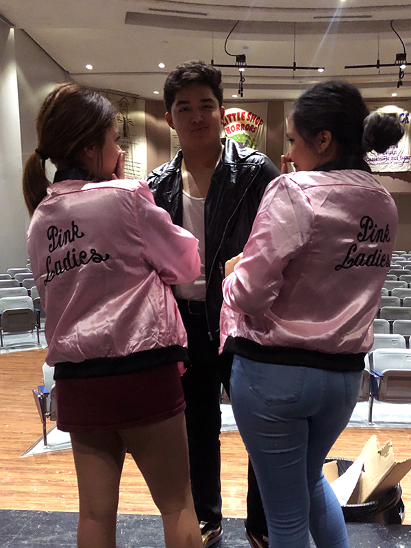 Student+actors+rehearse+for+Grease.+The+production+was+abandoned+after+months+of+practice+while+waiting+for+permission+to+perform.