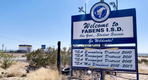 The Fabens ISD sign welcomes individuals and displays the accomplishments it has achieved.