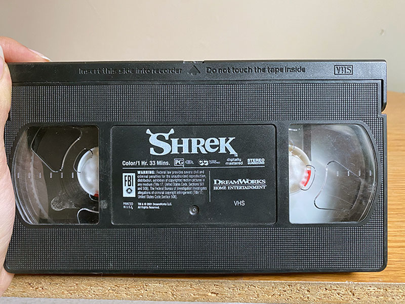 Classic VHS tape In celebration of 20 years of the legendary movie Shrek 